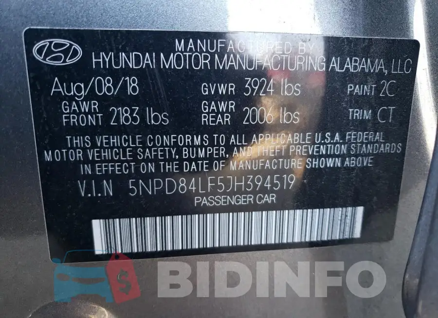5NPD84LF5JH394519 Photo# 12
