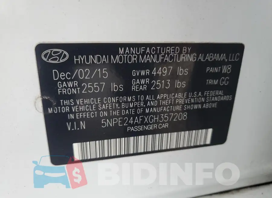 5NPE24AFXGH357208 Photo# 12