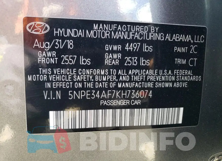 5NPE34AF7KH736074 Photo# 12