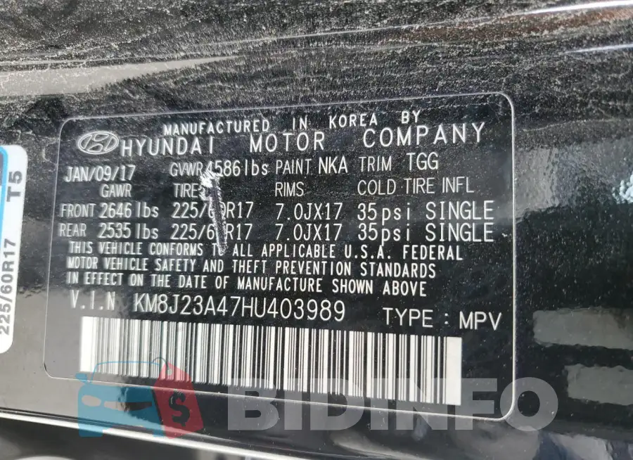 KM8J23A47HU403989 Photo# 13