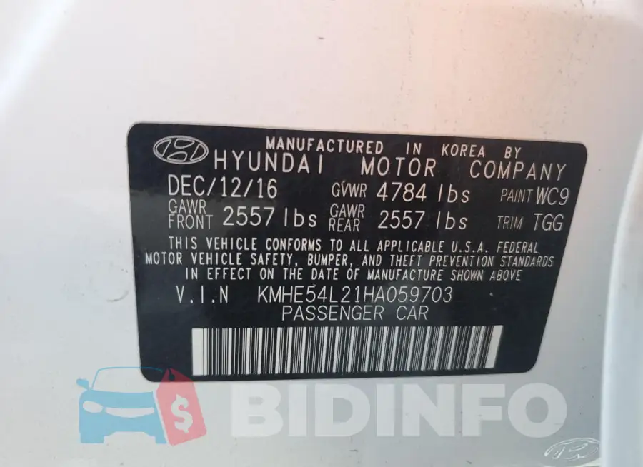 KMHE54L21HA059703 Photo# 12