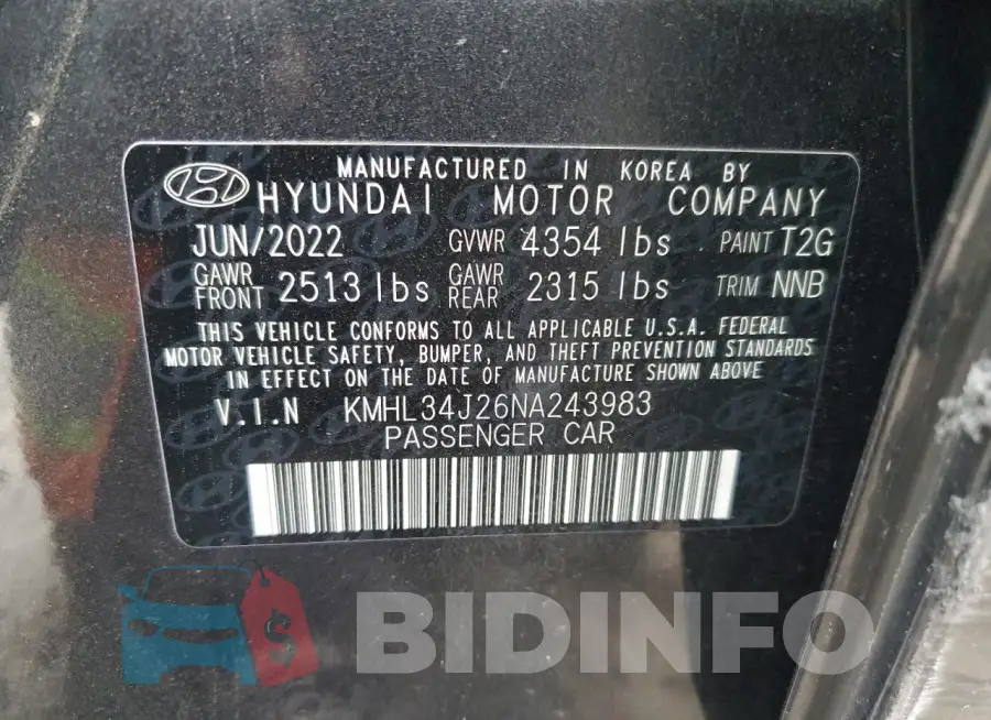 KMHL34J26NA243983 Photo# 12