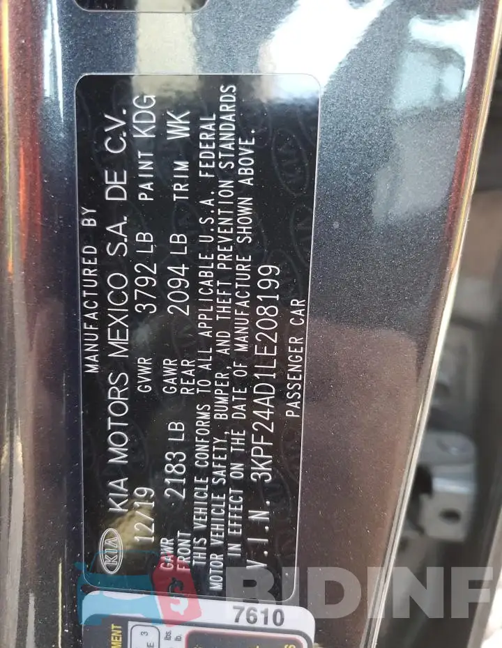 3KPF24AD1LE208199 Photo# 12