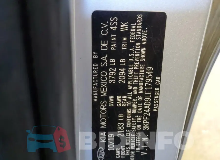 3KPF24AD9LE179549 Photo# 13