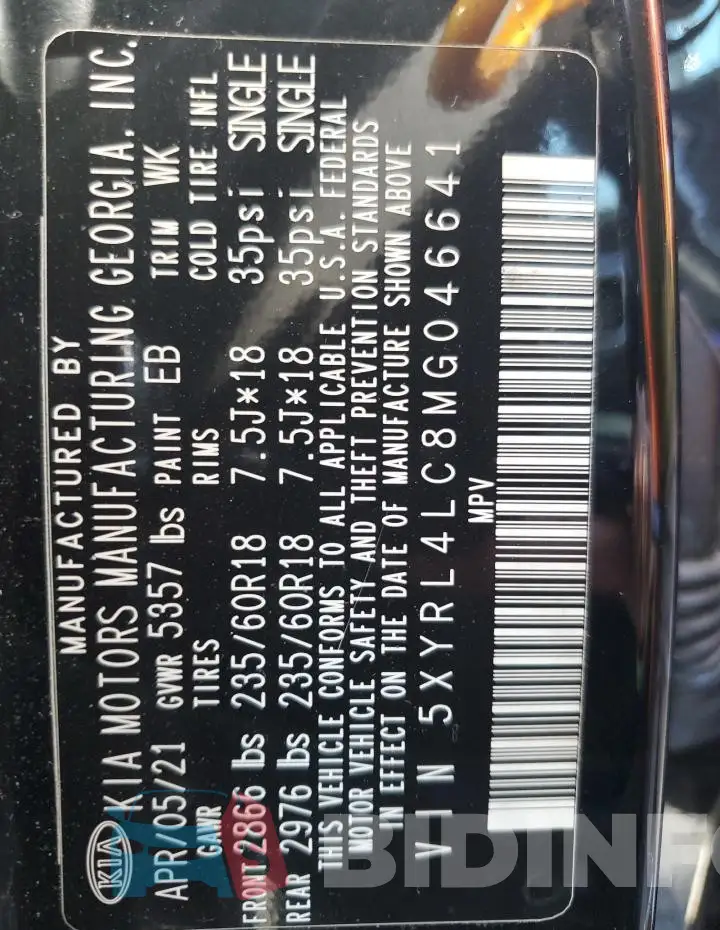5XYRL4LC8MG046641 Photo# 13