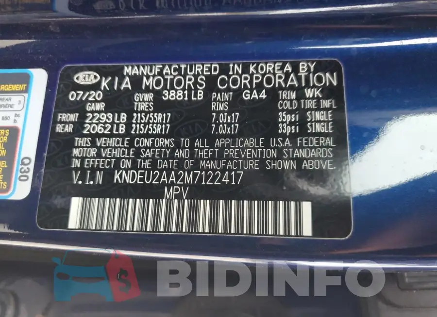 KNDEU2AA2M7122417 Photo# 13