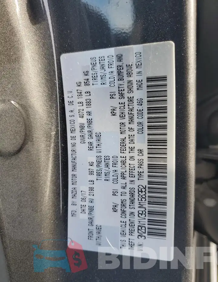 3MZBN1V39JM158352 Photo# 12