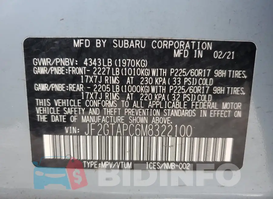 JF2GTAPC6M8322100 Photo# 13