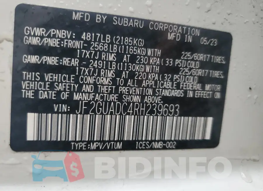 JF2GUADC4RH239693 Photo# 13