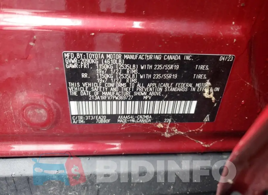 2T3A1RFV7PW369727 Photo# 13