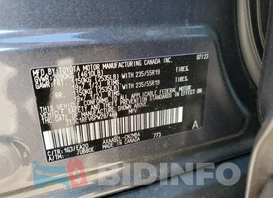 2T3C1RFV6PW287464 Photo# 13