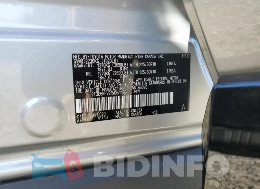 2T3E6RFV2RW051195 Photo# 13