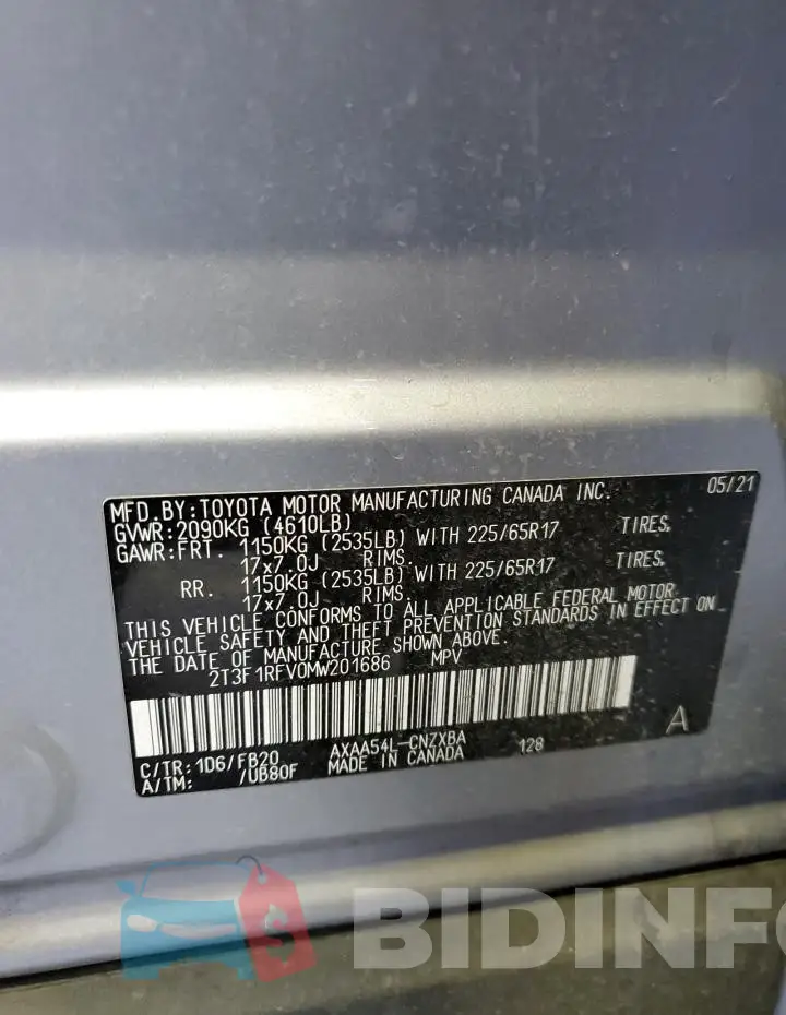 2T3F1RFV0MW201686 Photo# 13