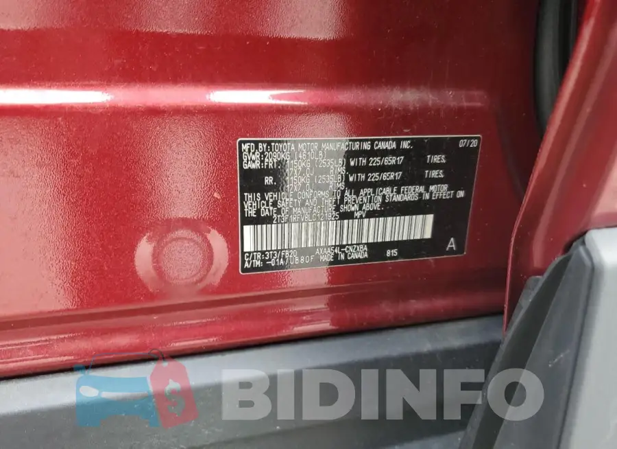 2T3F1RFV8LC121925 Photo# 13