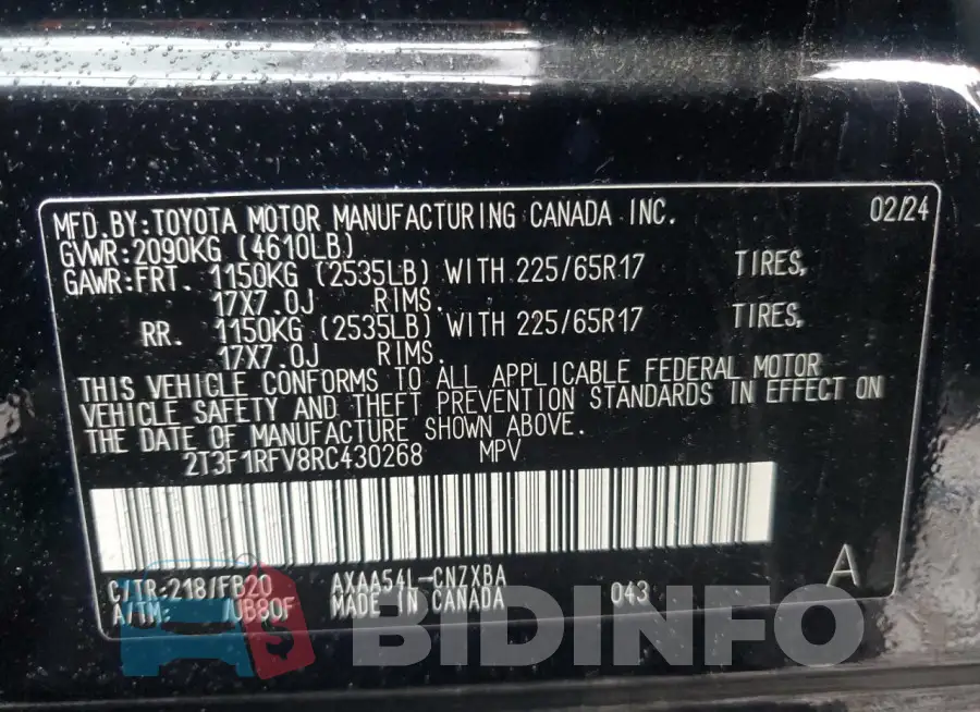 2T3F1RFV8RC430268 Photo# 14