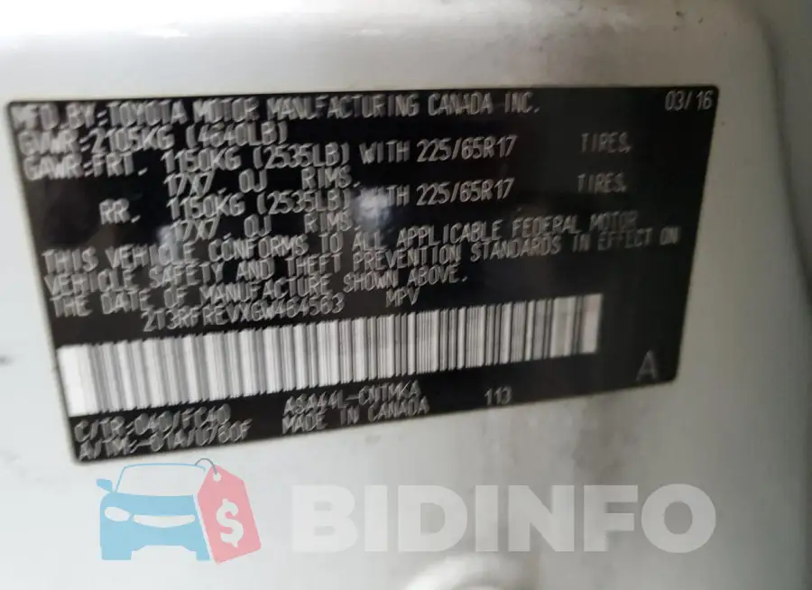 2T3RFREVXGW464563 Photo# 13
