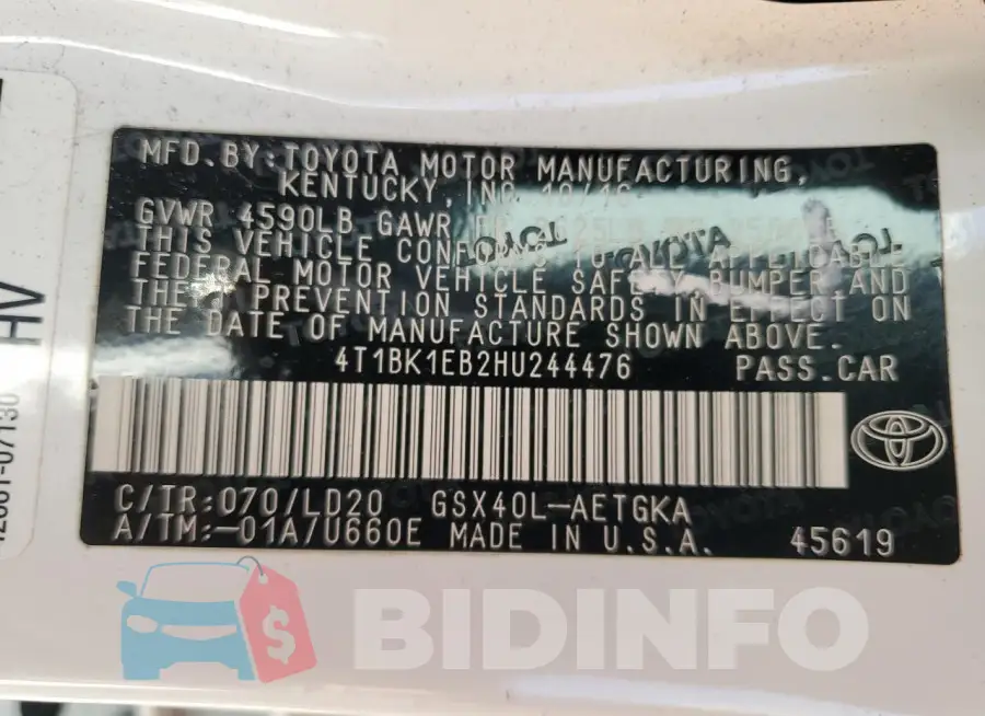 4T1BK1EB2HU244476 Photo# 12