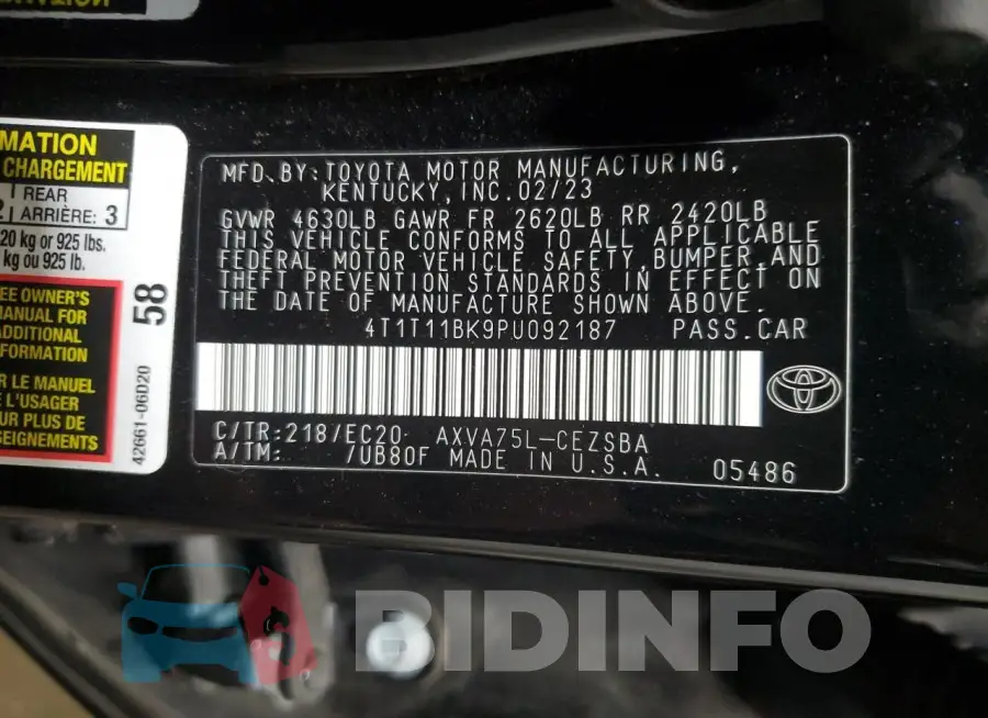 4T1T11BK9PU092187 Photo# 12