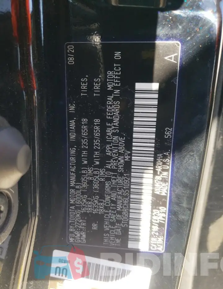 5TDGBRCH6LS510921 Photo# 13