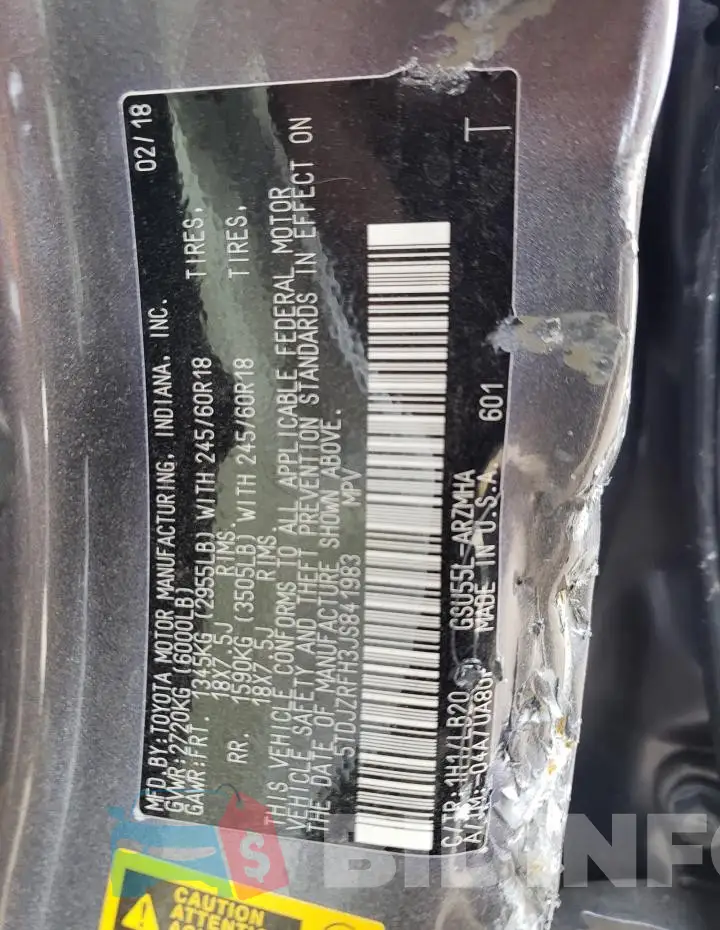 5TDJZRFH3JS841983 Photo# 13