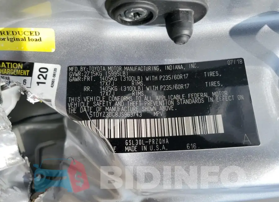 5TDYZ3DC8JS963743 Photo# 13