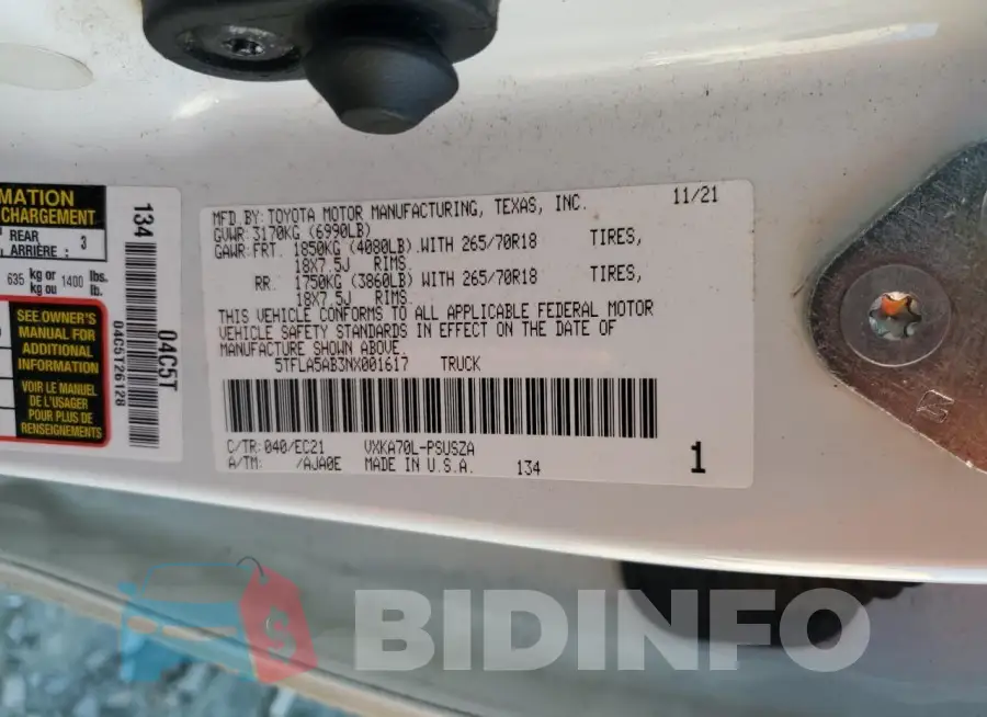 5TFLA5AB3NX001617 Photo# 12