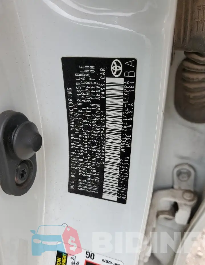 5YFBPRHE8GP407671 Photo# 12