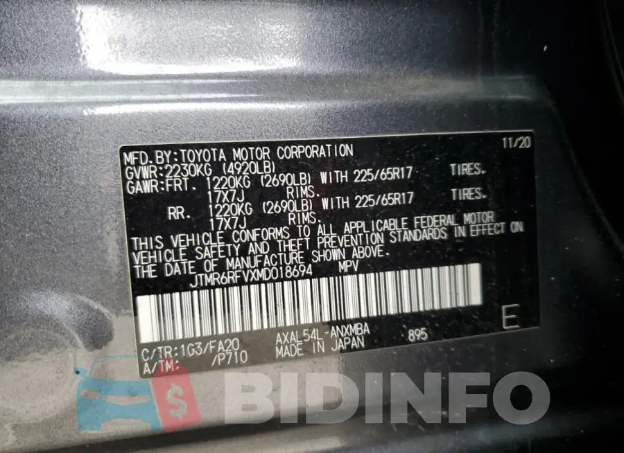 JTMR6RFVXMD018694 Photo# 13