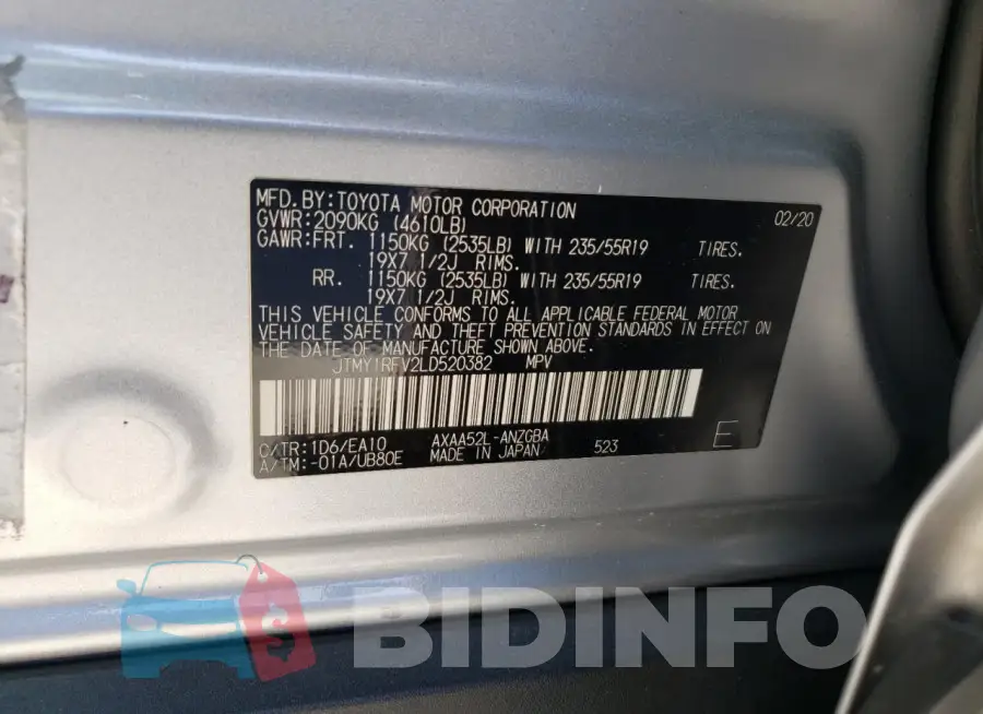 JTMY1RFV2LD520382 Photo# 13
