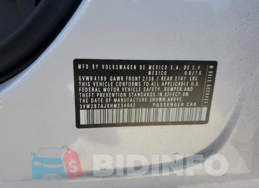3VW2B7AJXHM234042 Photo# 12