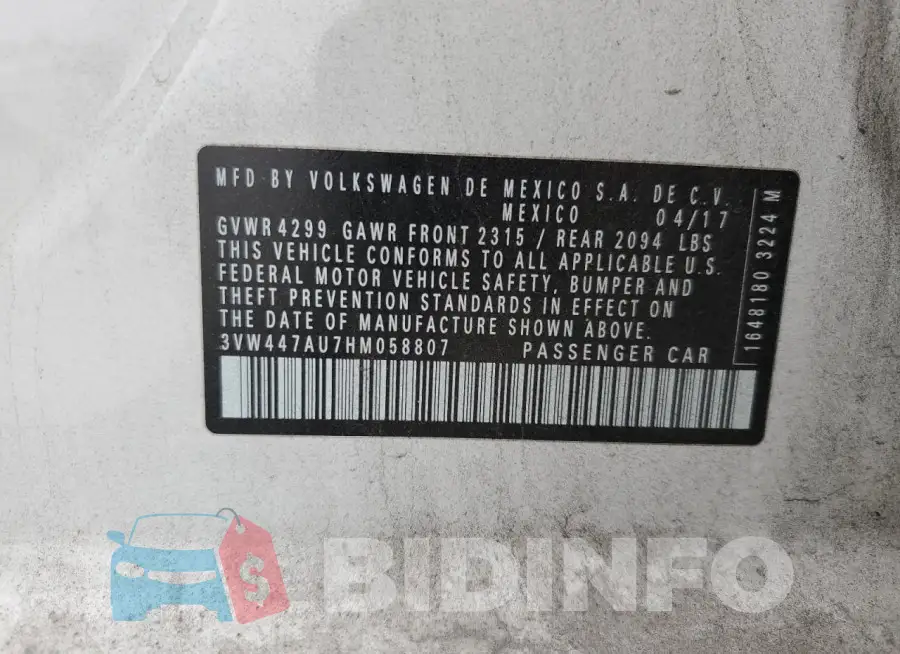 3VW447AU7HM058807 Photo# 12