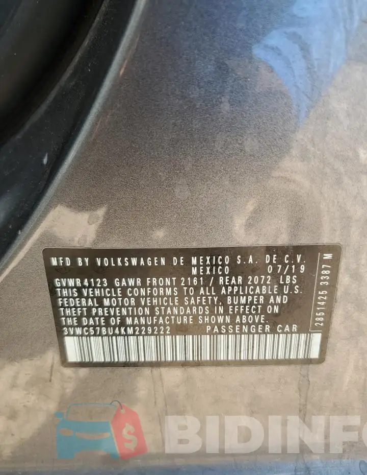 3VWC57BU4KM229222 Photo# 12