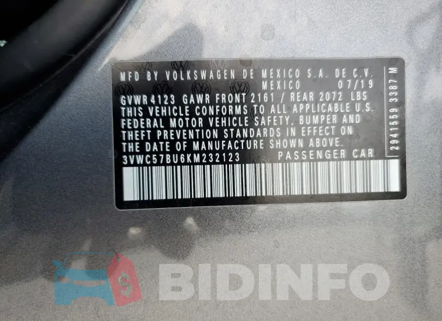 3VWC57BU6KM232123 Photo# 12