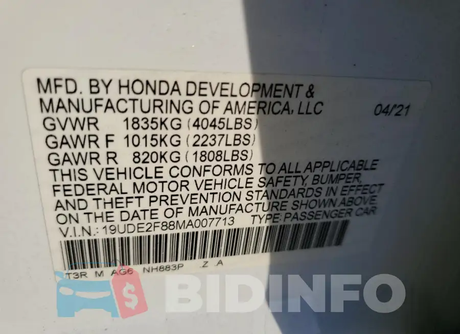 19UDE2F88MA007713 Photo# 12