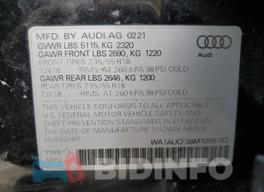 WA1AUCF38M1098782 Photo# 13