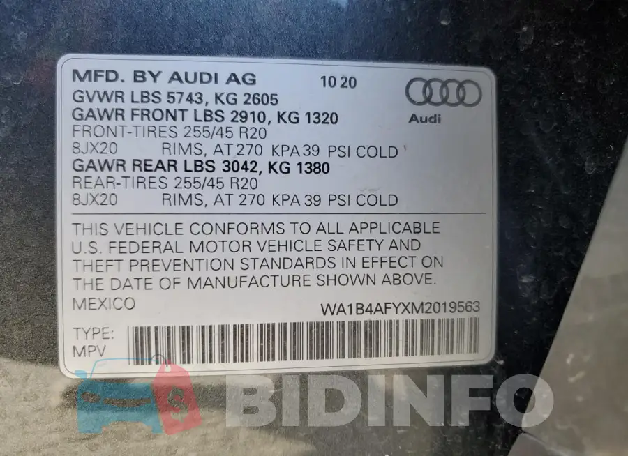 WA1B4AFYXM2019563 Photo# 14
