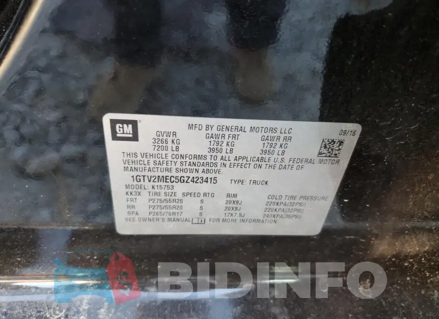 1GTV2MEC5GZ423415 Photo# 12