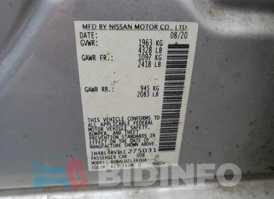 1N4BL4BV1LC275031 Photo# 12