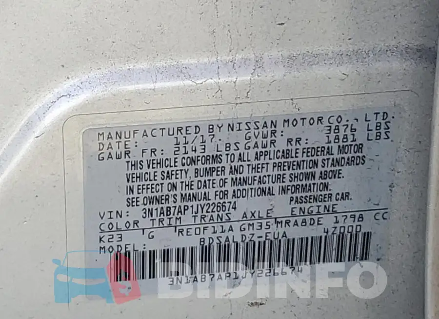 3N1AB7AP1JY226674 Photo# 12