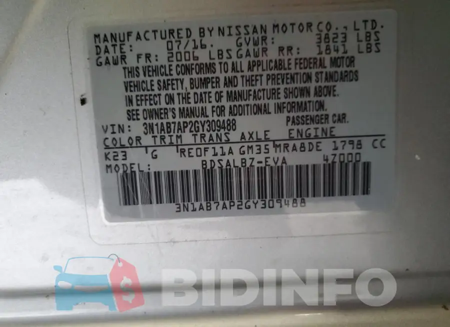 3N1AB7AP2GY309488 Photo# 12
