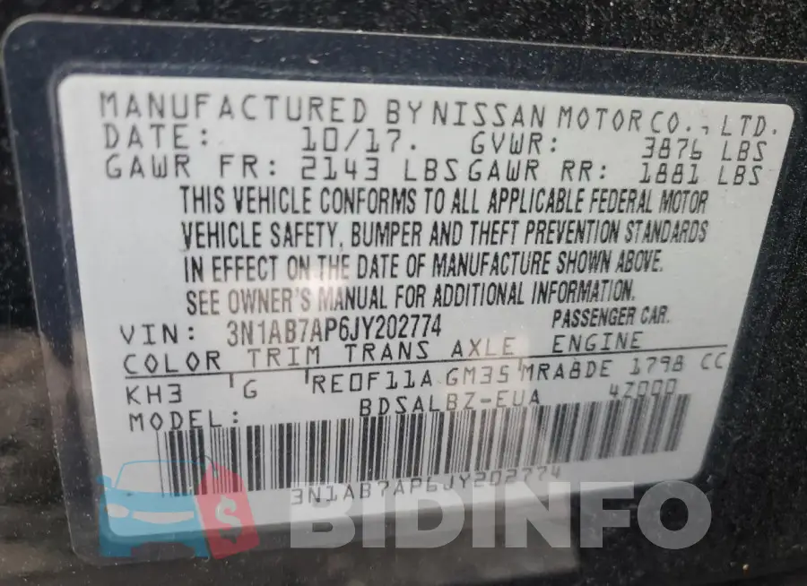 3N1AB7AP6JY202774 Photo# 12