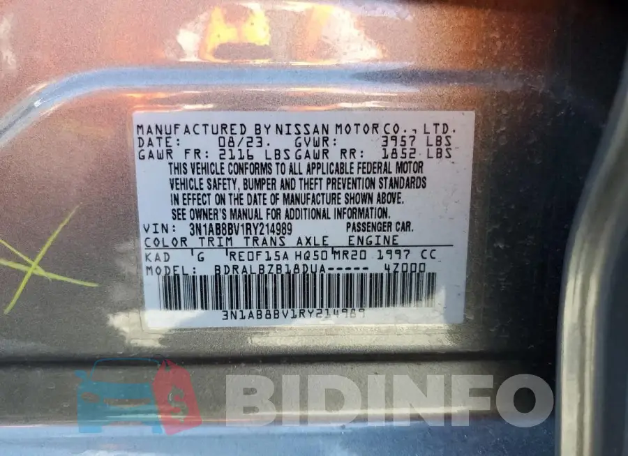 3N1AB8BV1RY214989 Photo# 12