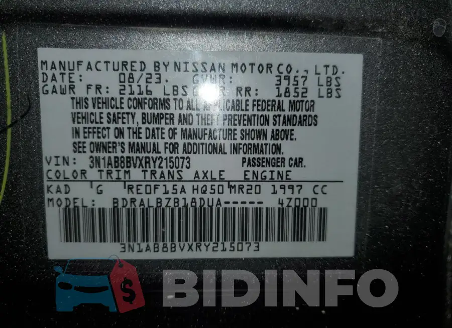 3N1AB8BVXRY215073 Photo# 13