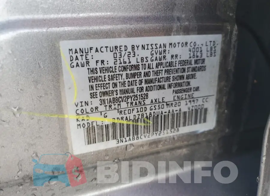 3N1AB8CV2PY251528 Photo# 13