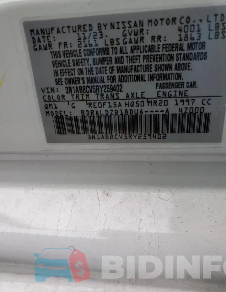 3N1AB8CV5RY259402 Photo# 12
