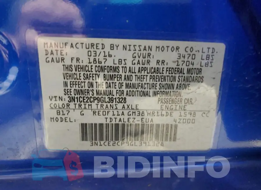 3N1CE2CP9GL391328 Photo# 12