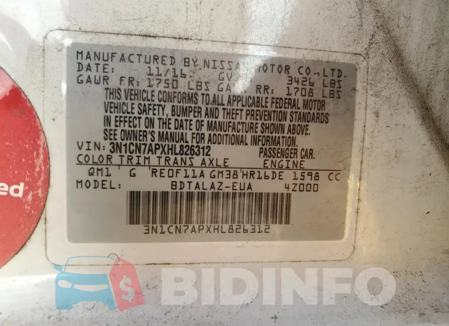 3N1CN7APXHL826312 Photo# 12
