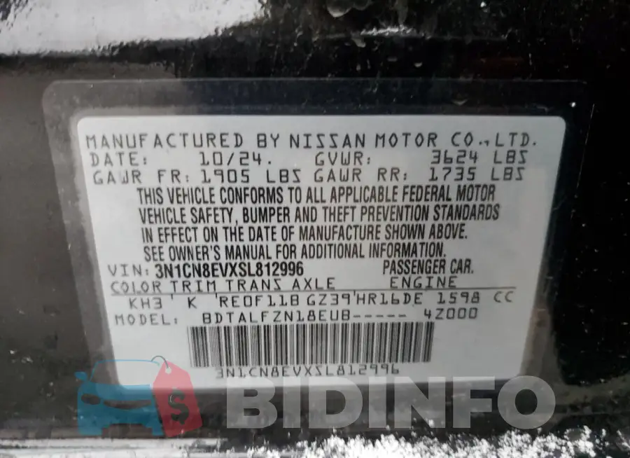 3N1CN8EVXSL812996 Photo# 12