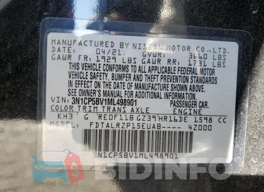 3N1CP5BV1ML498901 Photo# 13
