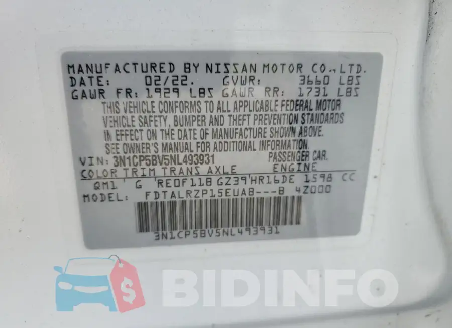 3N1CP5BV5NL493931 Photo# 14
